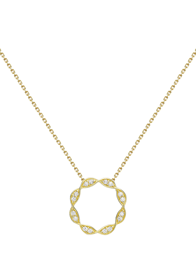 John Lewis IBB 9ct Gold Cubic Zirconia Twist Circle Trace Chain Pendant Necklace, 46cm- Buy online at McGrocer