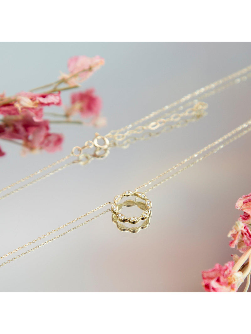 IBB 9ct gold twist circle trace chain necklace - British product