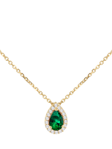 John Lewis IBB Cubic Zirconia Pear Halo Pendant Necklace Gold/Green- Buy online at McGrocer