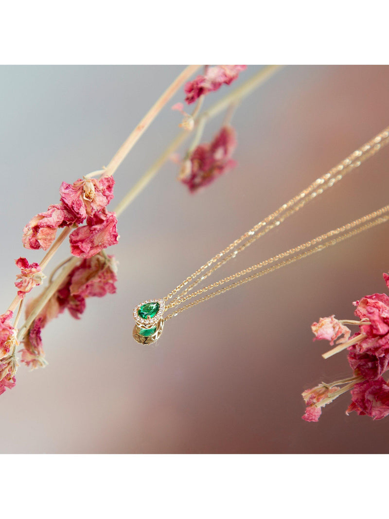 IBB cubic zirconia pendant gold green (British brand)