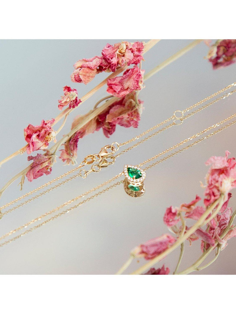 IBB cubic zirconia pendant gold green (British brand)