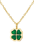 IBB 9ct gold malachite clover pendant necklace, imported from the UK