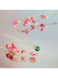 IBB 9ct gold malachite clover pendant necklace, imported from the UK
