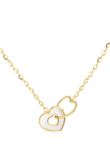John Lewis IBB 9ct Gold Mother of Pearl Interlocked Heart Necklace- Buy online at McGrocer
