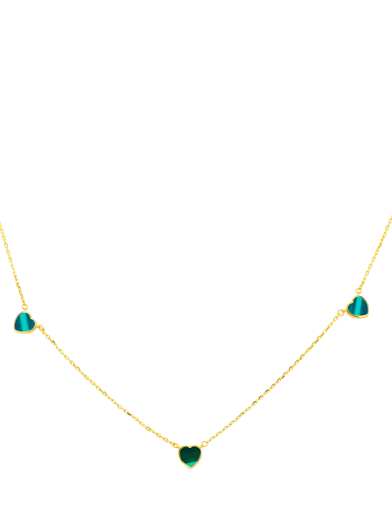 IBB 9ct gold malachite heart petal chain necklace, UK version