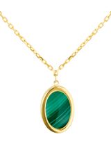 John Lewis IBB 9ct Gold Malachite Oval Chain Necklace- Buy online at McGrocer