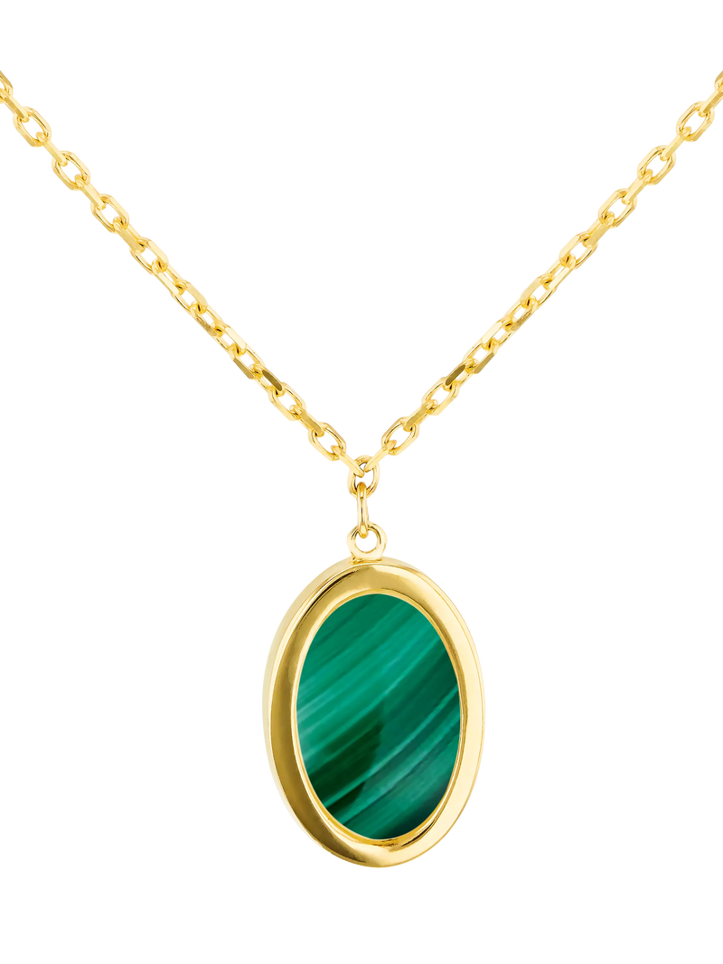 IBB 9ct gold malachite oval chain necklace, UK version