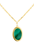 IBB 9ct gold malachite oval chain necklace, UK version