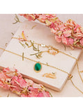 IBB 9ct gold malachite oval chain necklace, UK version