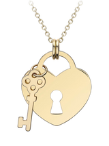 John Lewis IBB 9ct Gold Heart Shaped Padlock & Key Pendant Necklace- Buy online at McGrocer