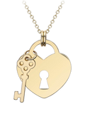 IBB 9ct gold heart padlock and key pendant necklace, imported from the UK