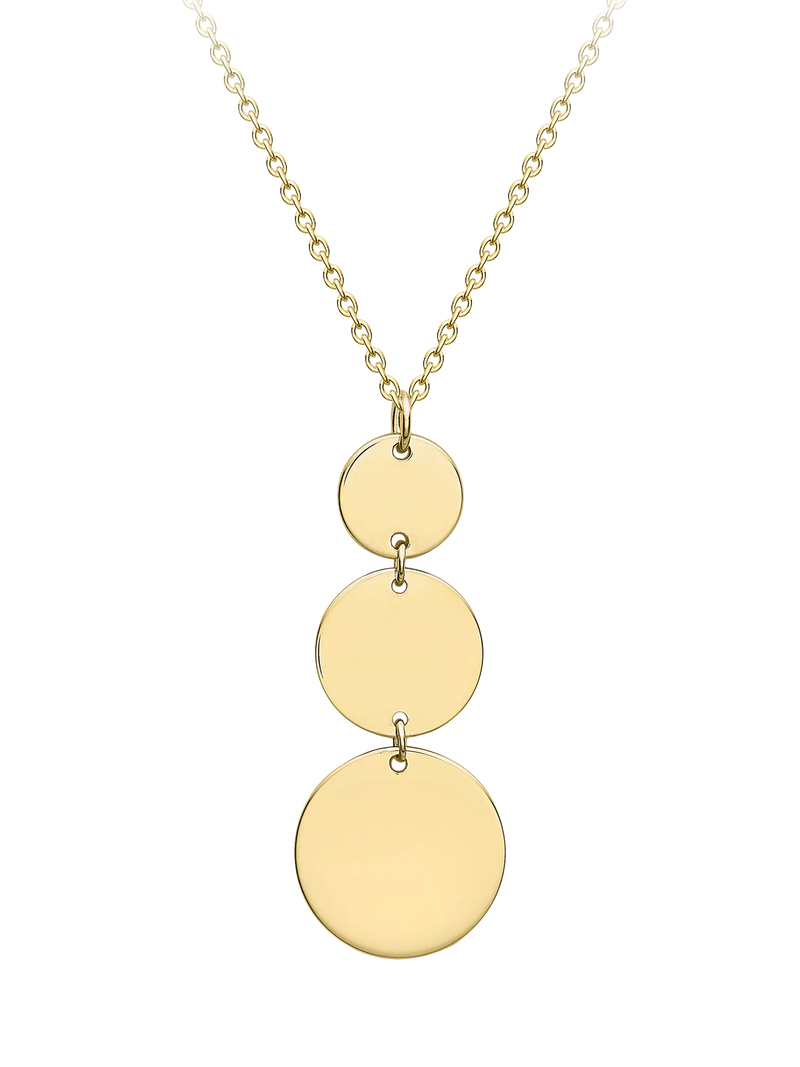 IBB 9ct gold triple disc pendant necklace, imported from the UK
