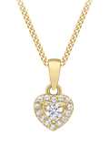 IBB 9ct gold heart pendant necklace with cubic zirconia 45cm (British brand)