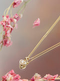 IBB 9ct gold heart pendant necklace with cubic zirconia 45cm (British brand)