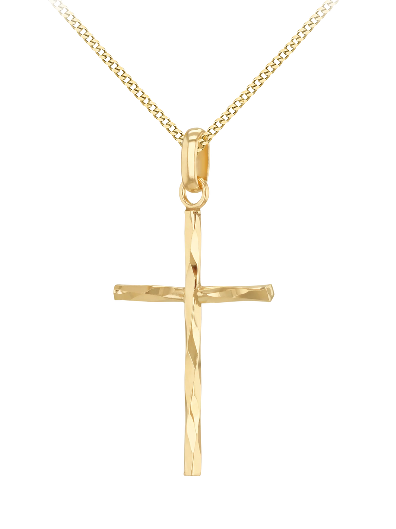 IBB 9ct gold cross pendant necklace 45cm, imported from the UK