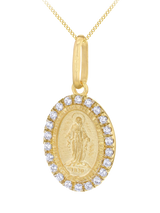 John Lewis IBB 9ct Gold Cubic Zirconia Oval Holy Mary Pendant Necklace- Buy online at McGrocer