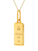 John Lewis IBB 9ct Gold 1GR Ingot Pendant Chain Necklace- Buy online at McGrocer