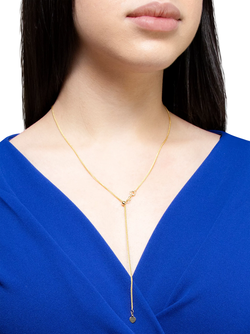 IBB gold heart spiga lariat necklace 18ct (British brand)