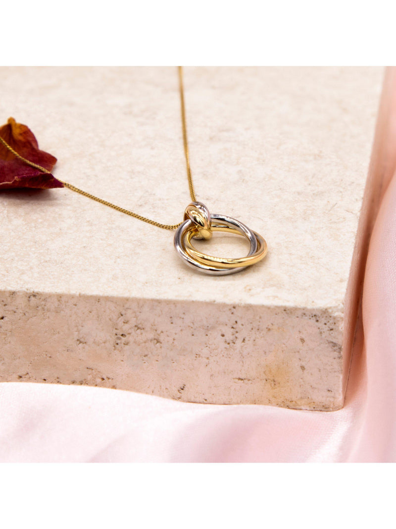 IBB 18ct gold tri-colour circle pendant necklace - British product