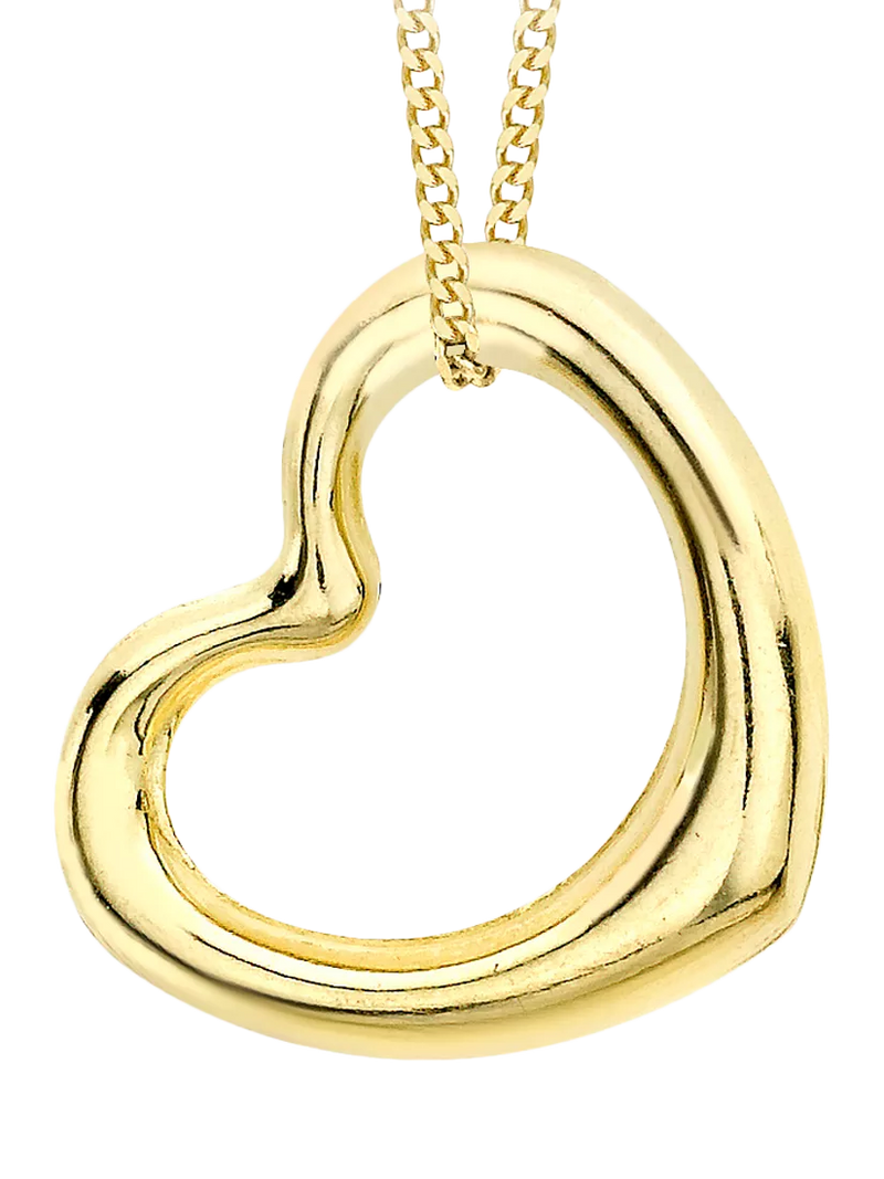 Collier pendentif cœur flottant en or 18ct IBB 46cm (marque britannique)
