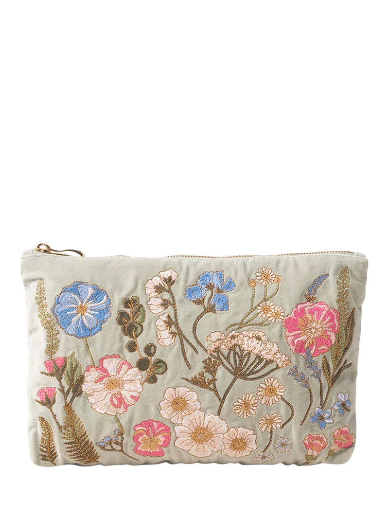 Elizabeth Scarlett pressed flowers organic cotton pouch green, UK version