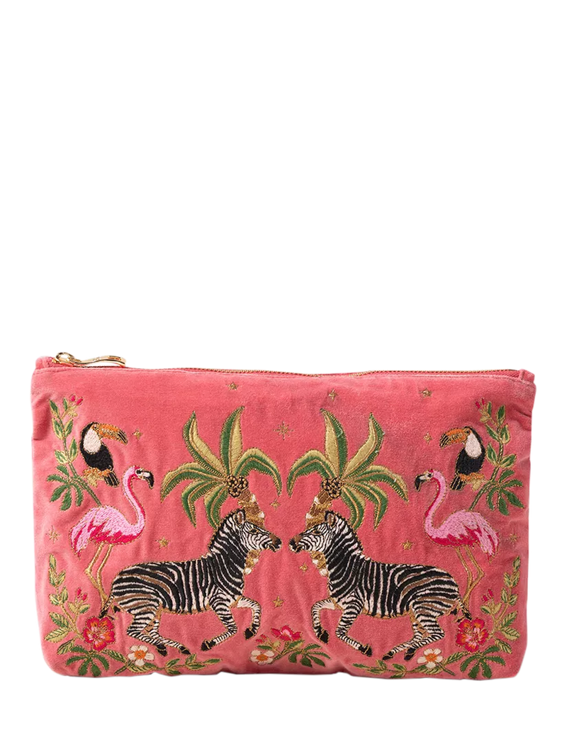 Elizabeth Scarlett zebra organic cotton pouch pink - British product