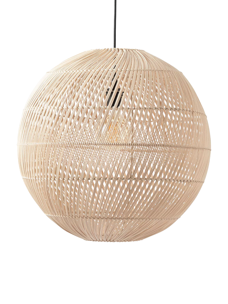 MADE Java round ceiling shade in natural rattan, imported from the UK