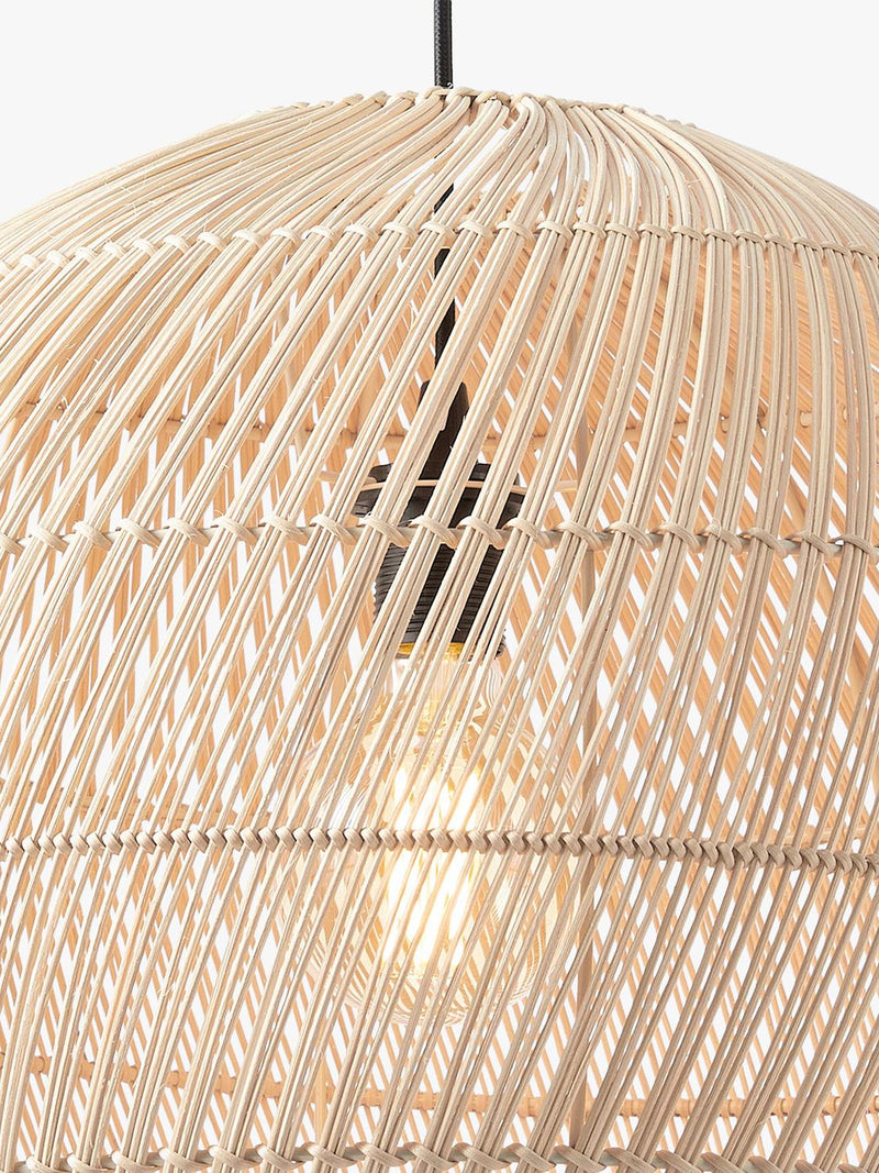 MADE Java round ceiling shade in natural rattan, imported from the UK