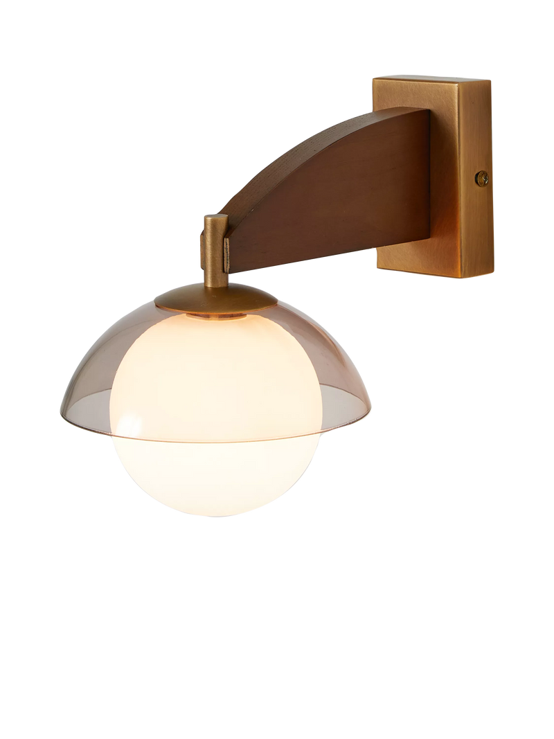 MADE Layla glass orb wall light walnut, UK version