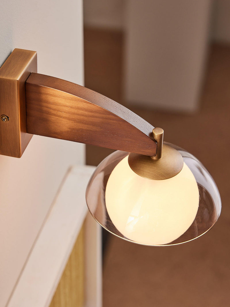 MADE Layla glass orb wall light walnut, UK version