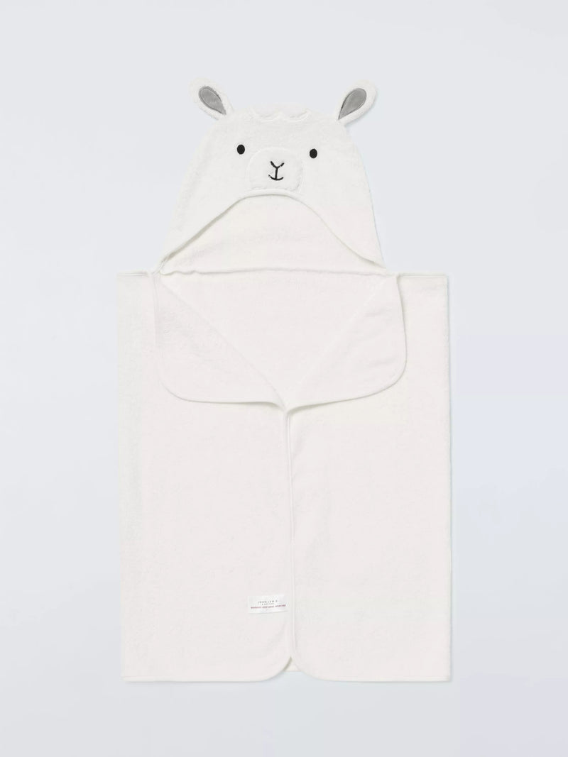 John Lewis Baby Lamb Hooded Towel, White