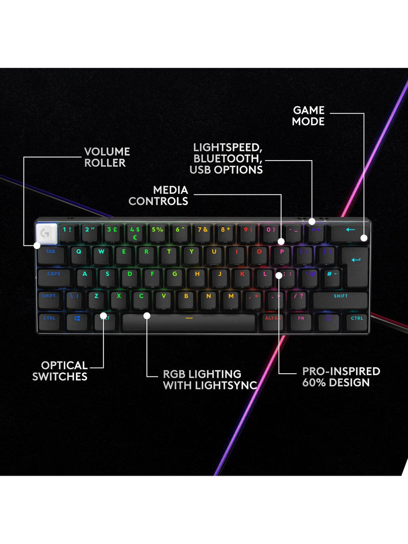 Logitech PRO X 60 Lightspeed wireless gaming keyboard - British product