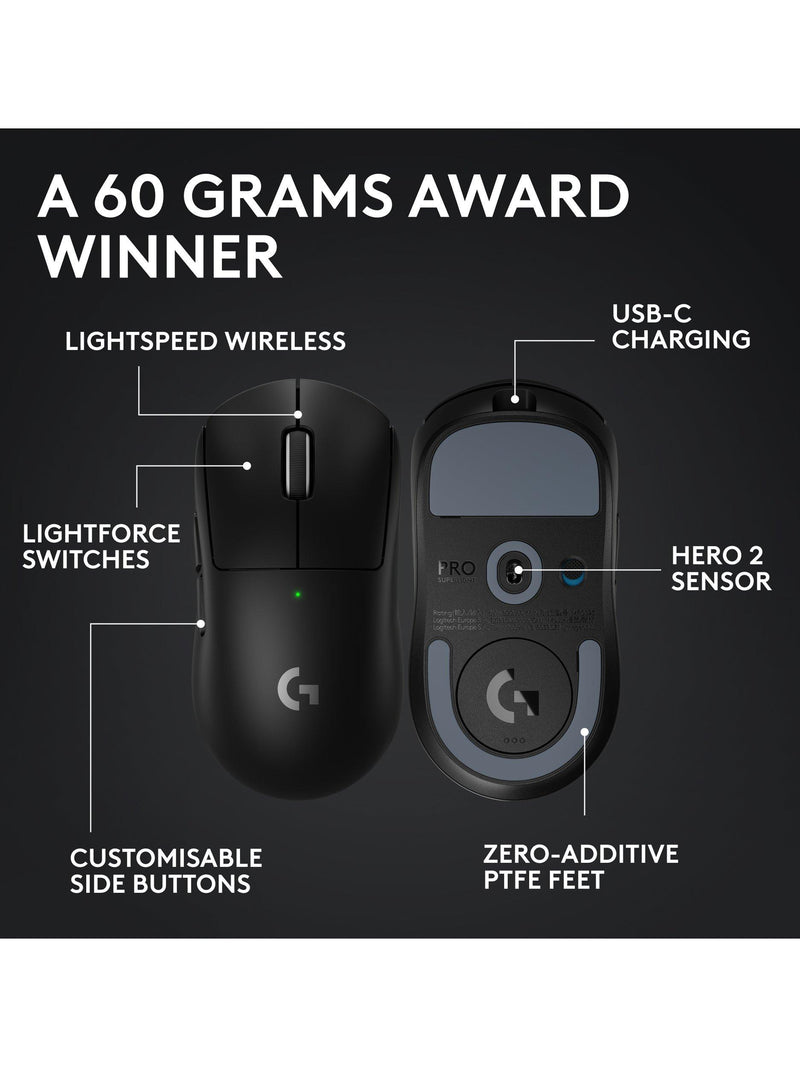 Logitech G PRO X Superlight 2 wireless gaming mouse Black (British brand)