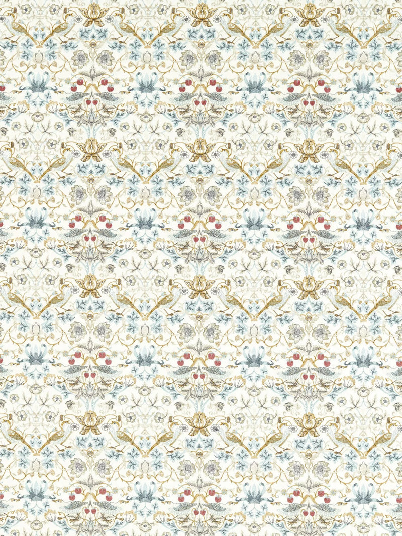 Clarke & Clarke Strawberry Thief embroidery fabric denim - British product