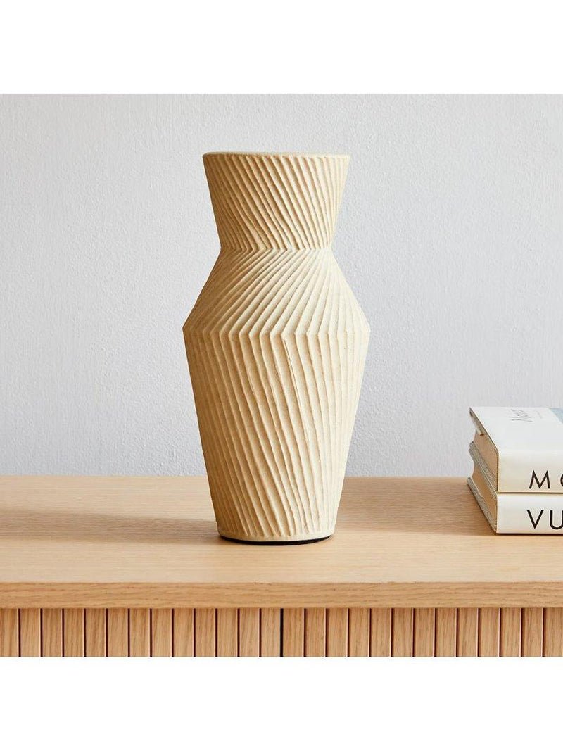 Textured Linear Ceramic Vase, 29cm Height