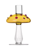 Ichendorf Milano Alice Mushroom Large Glass Candle Holder Clear/Amber, UK version