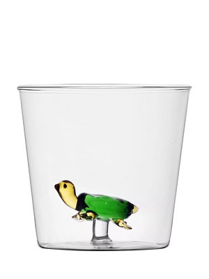 Turtle Design Borosilicate Glass Tumbler, 370ml, Clear/Green