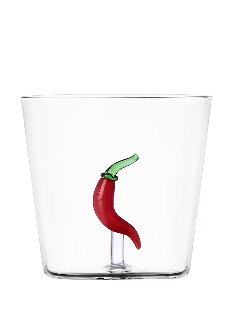 Ichendorf Milano chilli pepper glass tumbler 400ml clear/red (British brand)
