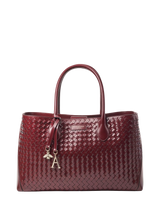 John Lewis Aspinal of London Woven Leather Tote Bag, Burgundy- Buy online at McGrocer