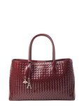 Aspinal of London woven leather tote bag burgundy, UK version