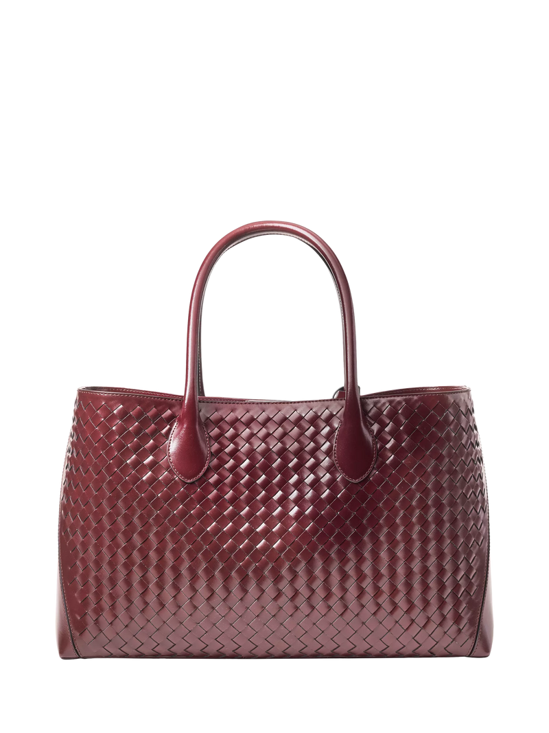 Aspinal of London woven leather tote bag burgundy, UK version