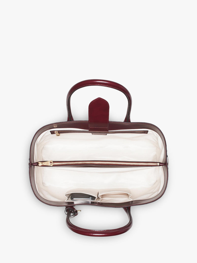 Aspinal of London woven leather tote bag burgundy, UK version