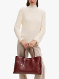 Aspinal of London woven leather tote bag burgundy, UK version
