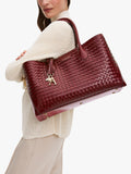 Aspinal of London woven leather tote bag burgundy, UK version