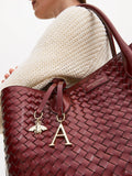 Aspinal of London woven leather tote bag burgundy, UK version
