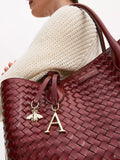 Aspinal of London woven leather tote bag burgundy, UK version