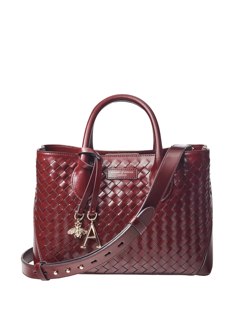 حقيبة يد Aspinal of London Tote Midi بتصميم شبكي منسوج من الجلد