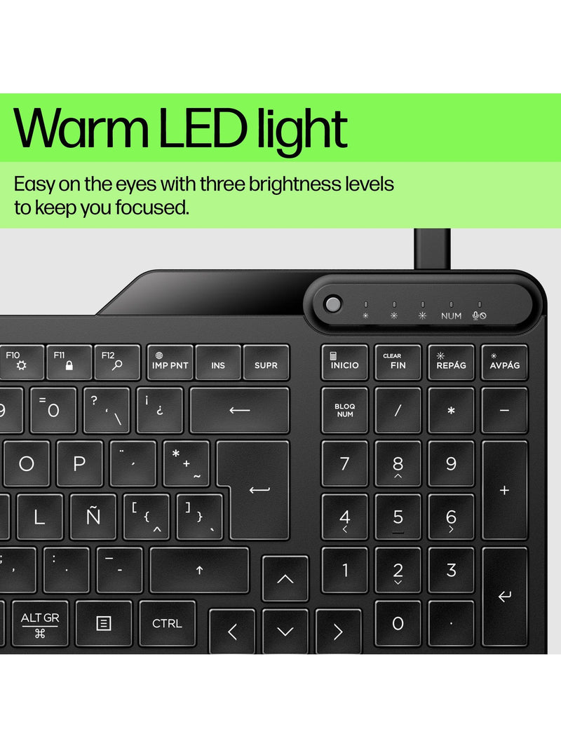 HP 400 backlit wired keyboard black (British brand)