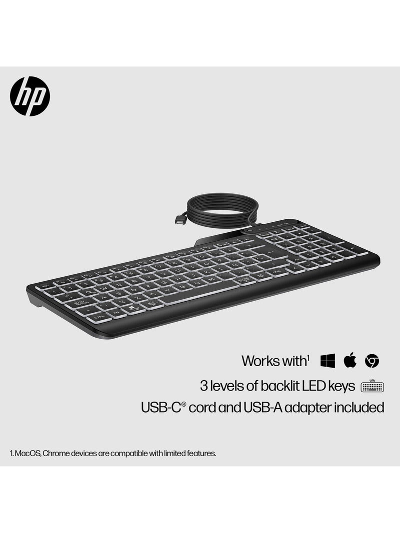 HP 400 backlit wired keyboard black (British brand)