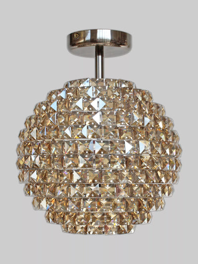 John Lewis Impex Nord Crystal 4 Light Semi-Flush Ceiling Light, Antique Brass- Buy online at McGrocer